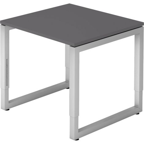 bümö Schreibtisch Serie-R Quadrat: 80 x 80 cm  Graphit Silber