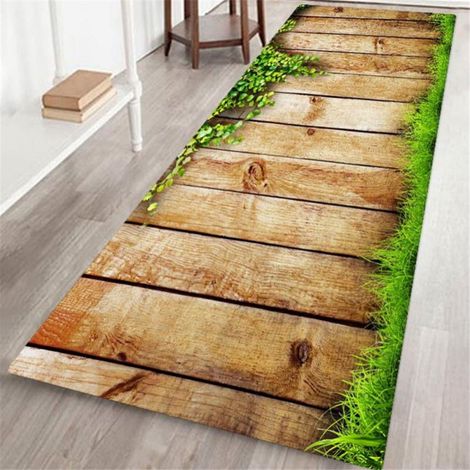 Tapis Longiligne - 60 x 180 cm - Coton et Plastique - Antidérapant - Lavable en Machine - Pour Entrée Cuisine Salle de Linge Couloir