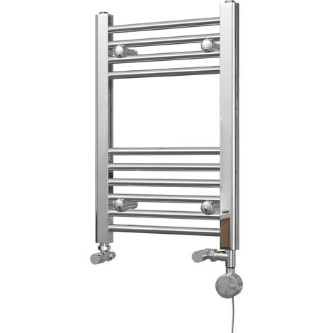 Zennor - Chrome Dual Fuel Towel Rail H600mm x W400mm Thermostatic - Straight (1/3)