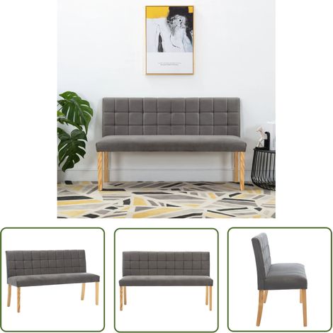 The Living Store Banc 140 cm Gris Velours - Banc Coffre - Banc Tissu - Banc Velours - Meuble Salle À Manger - Mobilier Intérieur (1/5)