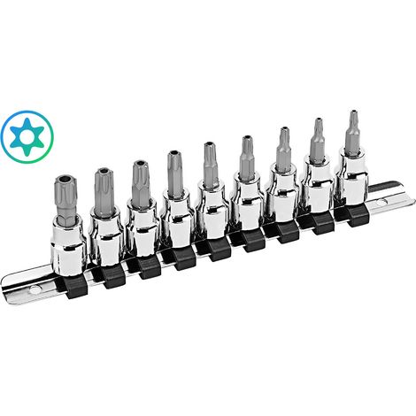 JUEGO DE PUNTAS TORX INVIOLABLES o TORX DE SEGURIDAD TS10 A TS50, 9 PIEZAS (1/5)