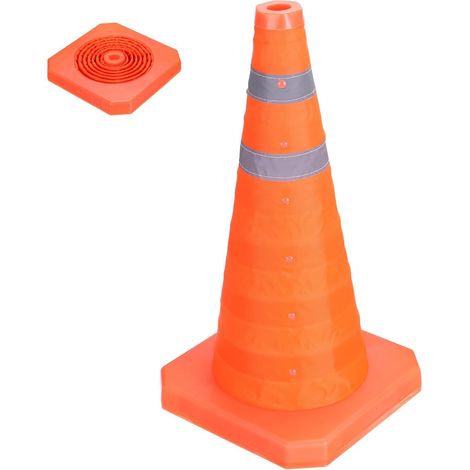 Cônes de signalisation Pliables 18", Cônes de sécurité Orange avec Collier réfléchissant pour Parking, Formation à la Conduite, Pratique, Urgence, barrière routière (1/5)
