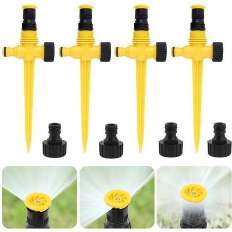 Lot de 4 arroseurs réglables 360° avec brumisateur, piquets et raccords 3/4" (1/5)