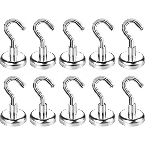 MINKUROW Magnethaken, 18 kg Superstarke Neodym-Magnethaken 25 mm Magnethaken (10 Stück) (1/5)