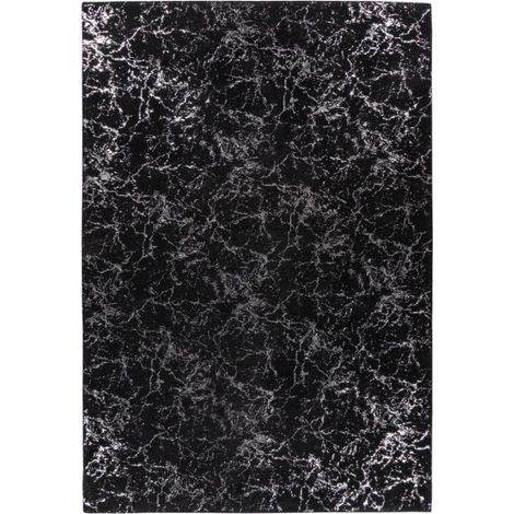 Tapis Marbré à Poils Longs "Bijou" Noir & Argent 200 x 290 cm (1/4)