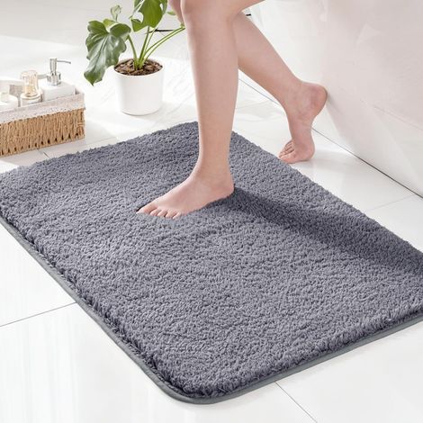 1 Tapis de bain, microfibre, antidérapant, absorbant, séchage rapide, lavable, salle de bain, 40x60 cm, gris (1/5)