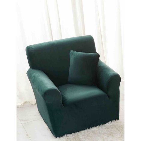 Housse de fauteuil élastique en velours multicolore, 90 x 130 cm + taie d'oreiller 40 x 40 cm (1/2)