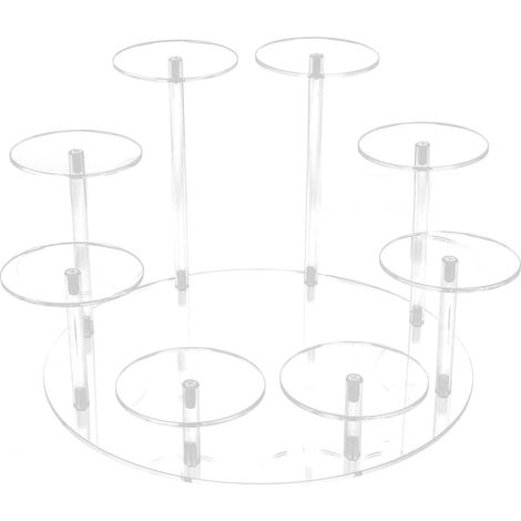 Acrylic Cupcake Stands Stable Round Anime Figure Doll Platter Display Stand for Wedding Birthday Party Transparent (1/5)
