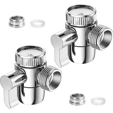 Inverseur de douche, mitigeur WC 3 voies, adaptateur M22 x M24 chromé