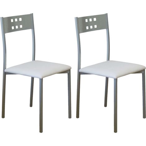 Pack 2 Sillas de Cocina Metal y Blanco Costa, Sillas Comedor Modernas 47x86x41cm (1/5)