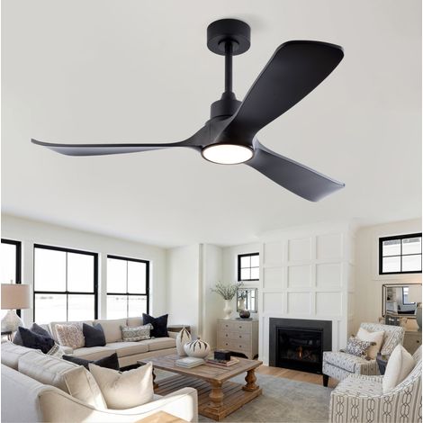 Ventilador de techo con luz 52" negro, mando a distancia, motor DC reversible DESVIAE (1/5)