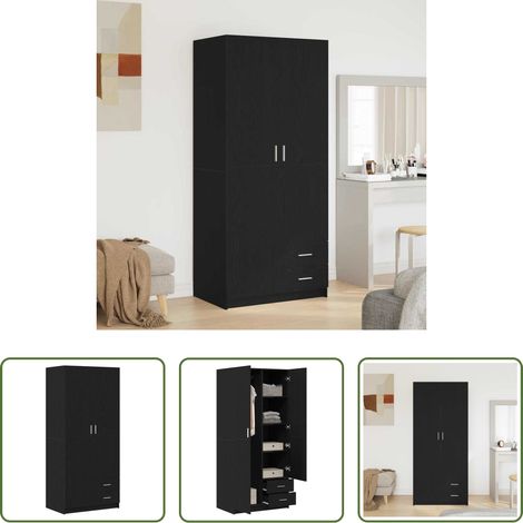 Armoire chêne noir - Armoire Chêne noir 80 x 52 x 180 cm Bois d'ingénierie (1/5)