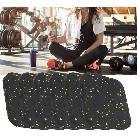 6 Pièces Tapis de Tapis de Course Antivibrations Équipement de Fitness Noir et Jaune (1/5)