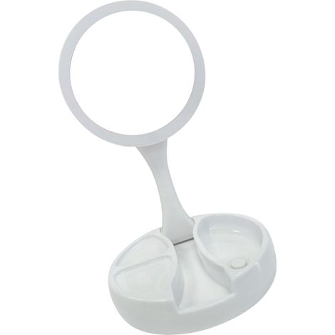 Miroir de maquillage double face LED pliable réglable, miroir de table cosmétique rechargeable USB avec éclairage, rétroéclairage lumineux, miroir de beauté portable pour coiffure et soin. (1/5)