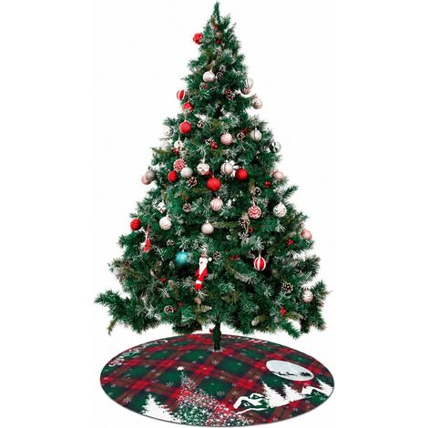 Jupe de sapin de Noël, motif renne, ultra-douce, 120 cm, décoration de base pour sapin de Noël (1/5)