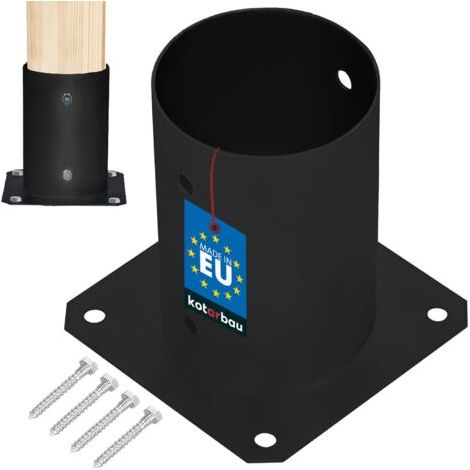 Support Poteau Bois - Acier Revêtu par Poudre - ⌀ 100 mm - Noir - Pied de Poteau - Fixation Robuste - Résistant à la Corrosion-NANOTEH (1/5)