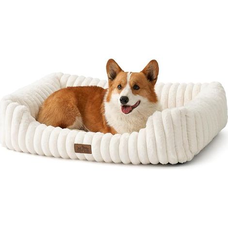 Panier Chien Grande Taille, Lit Chien Lavable, 89x64 cm, Beige (1/5)