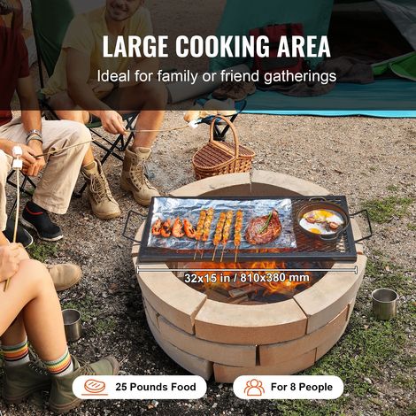 Grille Barbecue Camping Acier Renforcé 32 Pouces Noir, Gril Rectangulaire Foyer Extérieur avec Poignée et Fil X, Cuisine Nomade pour Fête Jardin et Réunion (1/5)