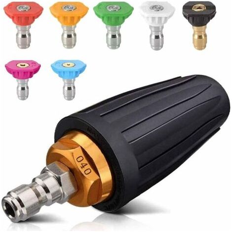 Buse turbo pour nettoyeur haute pression, buse rotative et 7 pointes, raccord rapide 1/4', 4000 Psi, Noir (1/5)
