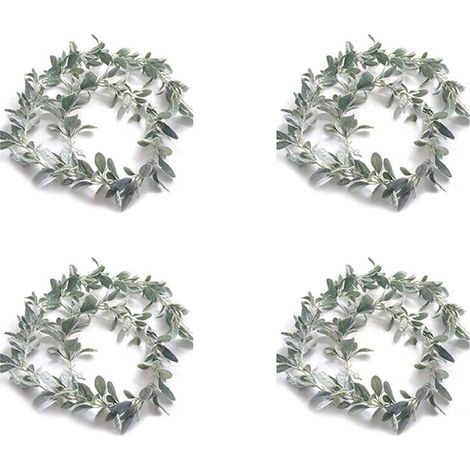 4X Guirlande D'Oreilles D'Agneau de 6,7 Pi Artificielle - Guirlande Succulente - Guirlande D'Eucalyptus D'Automne - Guirlande de Manteau de Feuille (1/4)