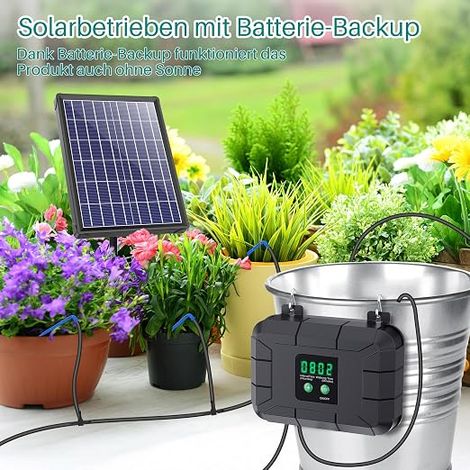 Système solaire pour balcon arrosage automatique pour plantes en vacances avec minuterie, goutte solaire pour jardin, serre, fleurs, (1/4)