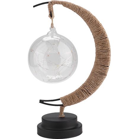 Glaskugel-Mond-Kunstdekoration, Nachtlicht mit batterieloser LED-Kupferdrahtlampe (1/5)