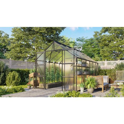 Vitavia Gewächshaus "Jamaika" inkl. Ready2Grow Zubehör-Set, schwarz, 9,9 m², 6 mm HKP (1/3)