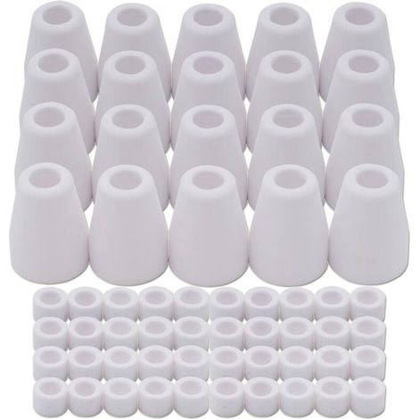 60 piezas para cortadora de plasma PT-31-40 WSD-LG40, consumibles, copa de protección de cerámica de alúmina 18204 y anillo de gas 18785 (1/4)