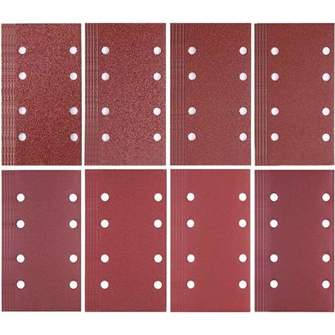 80 feuilles de papier abrasif 93 x 185 mm 8 trous de papier abrasif 40/60/80/120/180/240/320/400 pour ponceuse Bosch (1/5)
