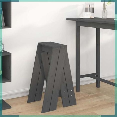 Tabouret - 823671 - Gris - Bois de pin massif - 40 x 40 x 75 cm (1/5)