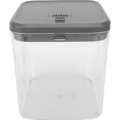 Boîte de Stockage Verrouillable avec Code pour Médicaments, Smartphones et Nourriture - Matière Plastique, Dimensions 16x14x14cm, Gris Transparent (1/5)