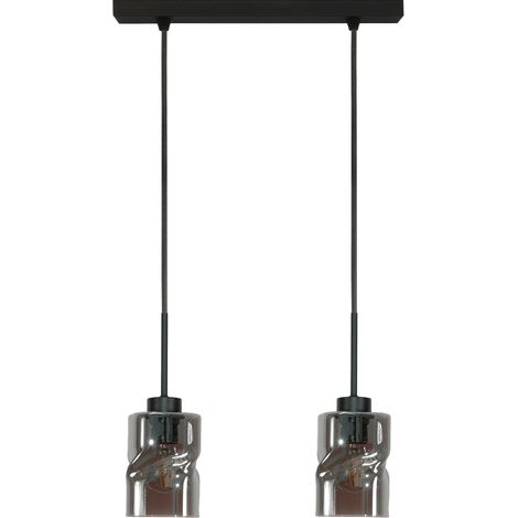 Lámpara de techo colgante negra con pantalla de cristal grafito Greta 15-548