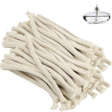 100 mèches de rechange rondes et creuses en coton pour lanterne à huile, lampe à alcool, brûleur de torche à bougie (diamètre 6 mm) (1/4)
