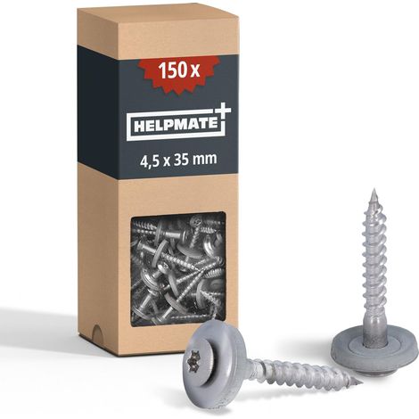 Vis de ferblantier en acier inoxydable A2 4,5x35 mm 150 pièces T20 DIN 7995 tête bombée avec rondelle plate et rondelle EPDM (1/5)