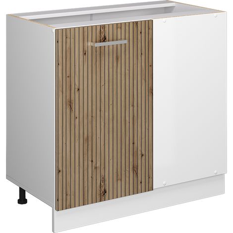 Mobile ad angolo cucina R-Line, Rovere artigianale, 86 cm senza piano di lavoro, Vicco