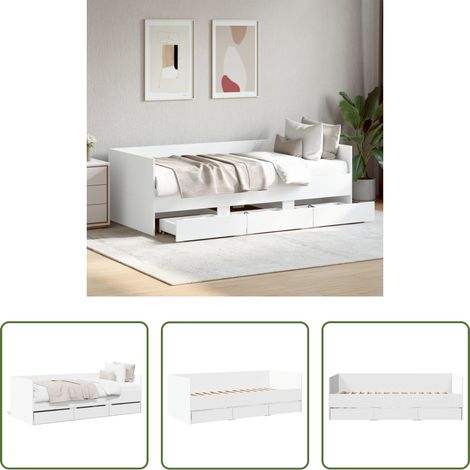Schlafsofa -  Tagesbett mit Schubladen ohne Matratze Weiß 90x200 cm (1/5)