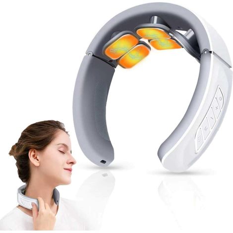 Massaggio - Massaggiatore per il collo - 6 testine - Terapia termica a 42°C - 6 modalità e 9 intensità - Portatile - Ricaricabile tramite USB (1/5)