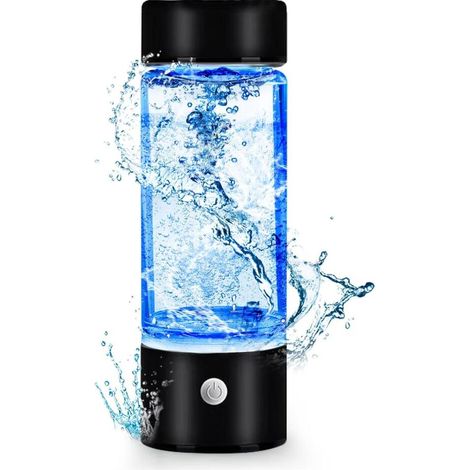 Neue Wasserstoffwasserflasche, tragbarer Wasserstoffwasserionisator, Wasserstoffwassergenerator, wiederaufladbar für wasserstoffreiches Wasser (schwarz)
