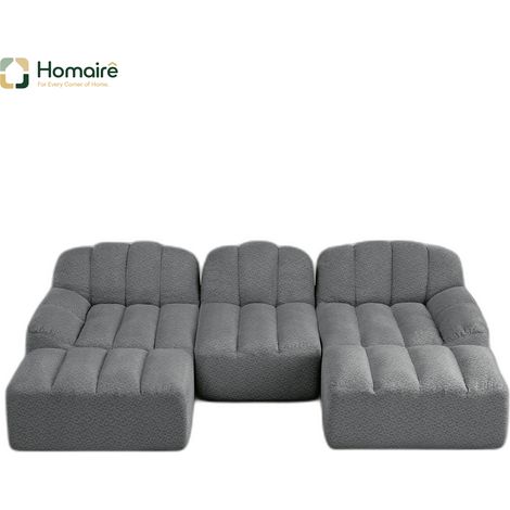 Canapé modulable en polaire gris avec accoudoirs 288 x 165 x 79 cm HOMAIRE (1/5)
