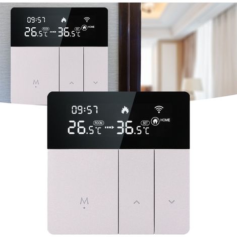 Thermostat intelligent dissimulé modèle 86, thermostat intelligent à commande vocale/application, thermostat à distance, argent, 95-230 V, modèle Wi-Fi, chauffage de l'eau GA (1/5)