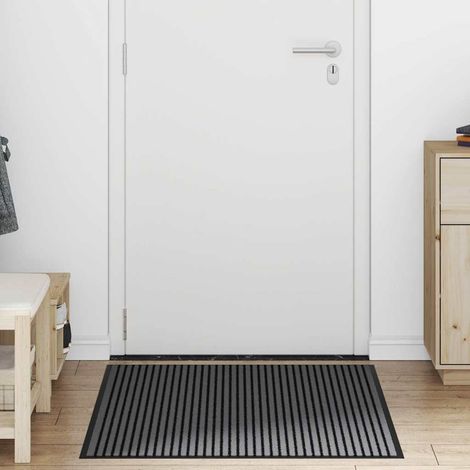 Paillasson，Tapis d'entrée noir et gris à rayures 90x150 cm CFW914112 (1/5)