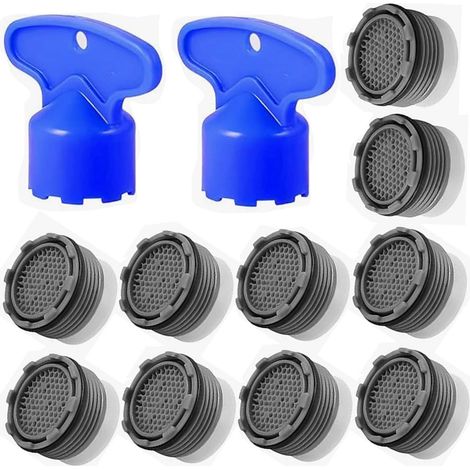 10-teiliges Wasserhahn-Luftsprudler-Set, Wasserhahnfilter, M18,5 mit 2 Schraubenschlüsseln, Wasserfilter für Küchenarmaturen, Spritzschutz-Luftsprudler und Sieb für Küchen-, Badezimmer- und Gartenarma (1/5)