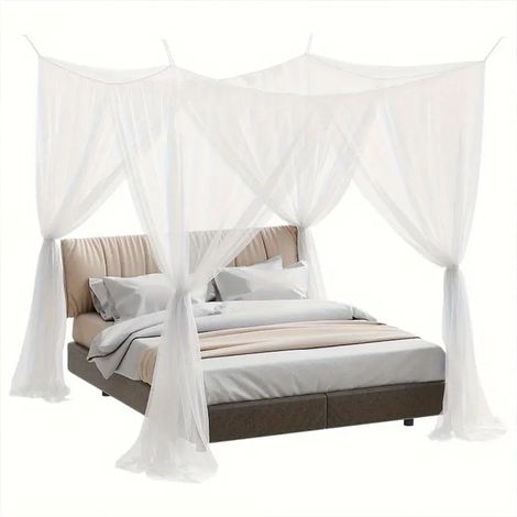 Moustiquaire pour lit double 4 ouvertures latérales,Moustiquaire carrée universelle pour lit double et lit simple,Moustiquaire voyage ,210x190x240 cm