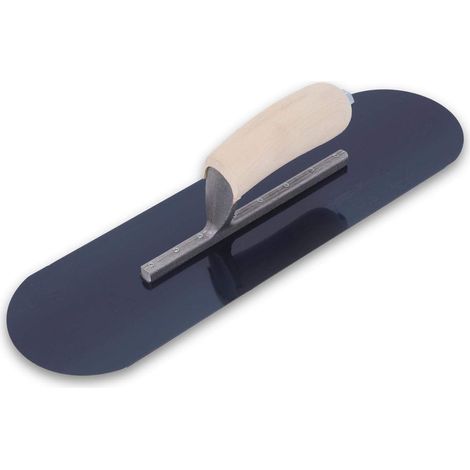 Cazzuola da piscina Marshalltown con manico in legno, acciaio blu, cazzuola per pavimenti e calcestruzzo, dimensioni della cazzuola: 356x102 mm (1/4)