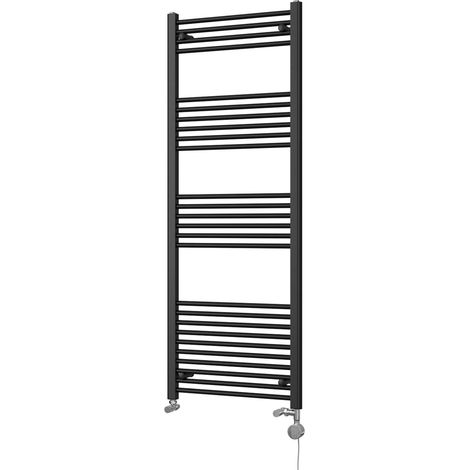 Zennor - Black Dual Fuel Towel Rail H1600mm x W600mm Thermostatic - Straight (1/3)