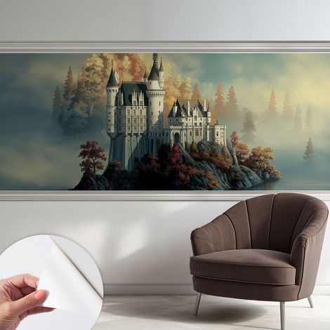 Papier peint autocollant avec imprimé pour décoration intérieure pour rénovation a motif Château de conte de fées 250x104 cm (1/5)