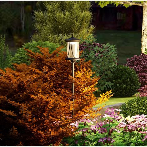 Farola solar exterior 17x17x127 cm ABS negro, automática para jardín – MEUBLIV (1/5)