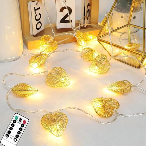 Guirlandes Lumineuses Intérieur Coeur, 20 LED Guirlande Lumineuse Chambre avec Télécommande, USB Fairy Lights pour Fête, Mariage, Chambre, Saint-Valentin, Noël Décoration (1/5)