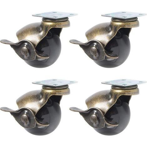 Lot de 4 Roulettes pour Pieds de Meuble 40 mm avec Frein (1/5)