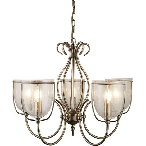Lampadario Contemporaneo Silhouette Acciaio Ottone Vetro 5 Luci E14 (1/5)